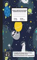 Primary Composition Notebook Handwriting Practice Paper: Animals in Space Blank Writing Sheets for Kindergarten to 2nd Grade Elementary Students, School Exercise Book for Kids