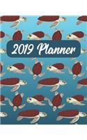 Turtle 2019 Planner: January to December Agenda Monthly Calendar