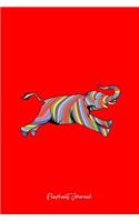 Elephant Journal: Lined Journal - Colorful Elephant Black Cool Circus Zoo Elephant Lover Gift - Red Ruled Diary, Prayer, Gratitude, Writing, Travel, Notebook For Men 