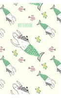 Notebook: Lined Journal with Cute Unicorn Mermaid Pattern Cover Design