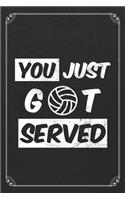 You Just Got Served: Volleyball Athlete Blank Lined Journal Notebook