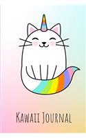 Kawaii Journal: Cute Unicorn Rainbow Kitten Notebook for Teenage Girls, Women & Children