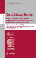 Cross-Cultural Design. Product and Service Design, Mobility and Automotive Design, Cities, Urban Areas, and Intelligent Environments Design