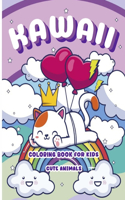 Kawaii Coloring Book For Kids: 30 Cute, Fantastic Animal Cat, Dog, Lama, Bunny, Bear, Birds, Sheep Drawings To Color For Kids of all Ages