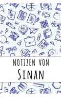 Notizen von Sinan: Kariertes Notizbuch mit 5x5 Karomuster für deinen personalisierten Vornamen