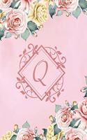 Q: Monogram Initial Wide Ruled Notebook and Journal