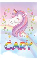 Cary: Cary Unicorn Notebook Rainbow Journal 6x9 Personalized Customized Gift For Someones Surname Or First Name is Cary