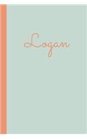 Logan: Personalized Name Lined Journal with Cute Minimalist Modern Cover in Soft Mint Green