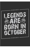 Legends Are Born In October: Weekly 100 page 6 x9 Dated Calendar Planner and Notebook For 2019-2020 Academic Year