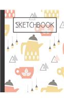Pot and cup pattern Sketchbook: 200 Page Sketchbook: Artist Edition (8.5x11)