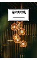 Notebook: Retro Vintage Lights Notebook - Beautiful 100-Page College-Ruled Work Book to Write in - Stylish 6 X 9 Lined Journal (Cool Notebooks)