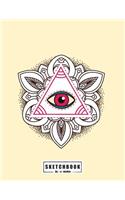 sketchbook by a madoo: All seeing eye on yellow cover (8.5 x 11) inches 110 pages, Blank Unlined Paper for Sketching, Drawing, Whiting, Journaling & Doodling(3 All Seeing Eye on Yellow Sketchbook)
