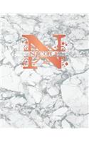 Nicole: Personalized Journal Notebook for Women or Girls. Monogram Initial N with Name. White Marble & Rose Gold Cover. 8.5 X 11 110 Pages Lined Journal Pap