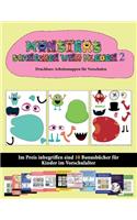 Druckbare Arbeitsmappen für Vorschulen: 20 vollfarbige Kindergarten-Arbeitsblätter zum Ausschneiden und Einfügen - Monster 2