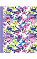 Sketchbook: Watercolor Flowers (Purple and Yellow/Purple) 8x10 - Blank Journal with No Lines - Journal Notebook with Unlined Pages for Drawing and Writing on Blank Paper