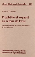 Prophetie Et Royaute Au Retour de l'Exil