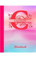 Caitlin: Notebook - Letter C Personalized First Name Personal Composition Book & Writing Notepad Journal Glossy Pink & Blue Watercolor Effect Cover College R