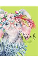 2019 2020 15 Months Elephant Watercolor Daily Planner: Academic Hourly Organizer In 15 Minute Interval; Appointment Calendar With Address Book, Password Log & Notes; Monthly & Weekly Goals Journal Diary 