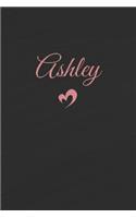 Ashley: Personalized Blank Lined Journal Rose Gold on Black