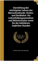 Darstellung Der Wichtigsten Lehren Der Menschenkunde, Seelen- Und Denklehre. Fur Lehrerbildungsanstalten Und Mittelschulen Sowie Fur Die Gebildeten Jeglichen Standes