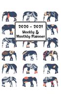 2020 - 2021 Weekly & Monthly Planner: Elephant Cover - Two Year Daily Weekly Monthly Calendar Schedule Agenda Organizer with Notes, Goals & To Do Lists(5 8.5 X 11 Animal Planner January 2020 - December 2021)