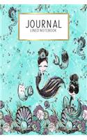 Journal Lined Notebook: Audrey Mermaids - Blank Lined Journal - Gratitude Journal - 6" x 9" 100 Pg -Motivational Quotes - Self-Care - Diary - Gift