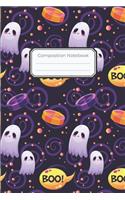 Composition Notebook: 6"x9" College Ruled Lined Paper, Composition Notebook, 100 Lined Pages - Halloween Notebook, Ghosts, Casper, Boo, Candy, Candies - Halloween Journal
