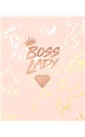Boss Lady: Inspirational Quote Notebook, Beautiful Pink Marble and Gold - 7.5 x 9.25, 120 College Ruled Pages