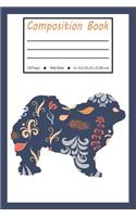 Composition Book: Chow Chow Dog Blue Flower Wide Ruled Pages for Pet Lovers (Exercise Book, Notebook, Journal)
