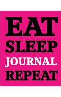Bullet Dot Grid Journal - Eat Sleep Journal Repeat (Pink-White): 150 page 8" x 10" Dot Grid Journal: Blank Diary, Dot Grid Bullet Planner(18 Eat Sleep Journal Repeat Journals)