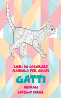 Libri da colorare Mandala per adulti - Livello facile - Animali - Gatti