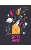 Bloc-notes en blanc: SPACE MALE - format A4 - 112 pages - carnet de notes avec registre - idéal comme agenda, carnet de croquis, carnet de croquis, carnet à dessin ou ca