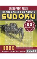 Hard Sudoku Large Print: fiendish sudoku - SUDOKU Hard Quiz Books for Expert - Sudoku Maths Book for Adults & Seniors - (Sudoku Brain Games Puzzles Book Large Print Vol.59)(59 Sudoku Brain Games Puzzles Book Large Print)