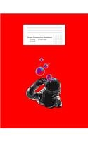 Graph Composition Notebook: Math, Physics, Science Exercise Book - Astronaut Blowing Bubbles On Space Cute Galaxy Spaceman Gift - Red 5x5 Graph Paper - Back To School Gift For 