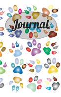 Journal: Colorful Paw Pattern, 6 X 9 Notebook, 120 Lined Pages