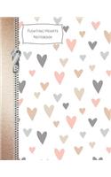 Floating Hearts Notebook: Pastel Heart Pattern College Ruled Composition Writing Notebook