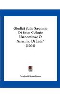 Giudizii Sullo Scrutinio Di Lista
