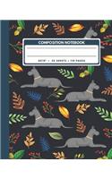 Composition Notebook: Gray Great Dane Dog And Leaves - Animals Exercise Book Journal, Back To School Gifts For Teens Girls Boys Kids Friends Students 8x10" 110 Pages(26 Animals Composition Notebook)