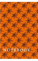 notebook: Halloween black spider net orange background, Wide Ruled - Black Lined Paper Journal - Back to School, Classwork, ... Thoughts, Brainstorm Ideas, Dr(3 Halloween Journal)