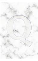 Q 2020-2021: Weekly Monthly Planner - Personalized Marble Monogram - 6x9 in - 2020 Calendar Organizer with Bonus Dotted Grid Pages + Inspirational Quotes + To-Do(17 Personalized Planners)