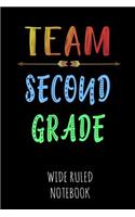 Team Second Grade: Wide Ruled Notebook for School - Black