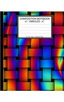 Unruled Composition Notebook 8" x 10". 120 Pages. Rainbow Weaving Art Pattern.