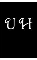 U H: Double Monogram Journal, 100 Pages, 6x9 Inches, Black Glossy Cover