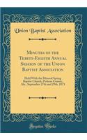 Minutes of the Thirty-Eighth Annual Session of the Union Baptist Association: Held with the Mineral Spring Baptist Church, Pickens County, Ala., September 27th and 29th, 1873 (Classic Reprint)
