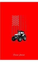 Farmer Journal: Dot Grid Journal - Tractor American USA Flag Black Cool Farming Profession Gift - Red Dotted Diary, Planner, Gratitude, Writing, Travel, Goal, Bulle