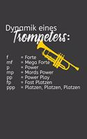Dynamik eines Trompeters: Liniertes DinA 5 Notizbuch für Musikerinnen und Musiker Musik Notizheft
