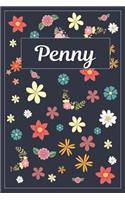 Penny: Lined Writing Notebook with Personalized Name 120 Pages 6x9 Flowers