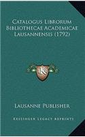 Catalogus Librorum Bibliothecae Academicae Lausannensis (1792)
