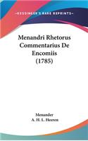 Menandri Rhetorus Commentarius De Encomiis (1785)