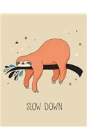Slow Down (Sloth Journal, Diary, Notebook)